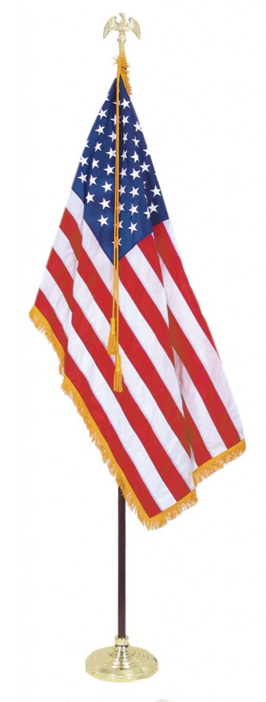 Indoor American Flag Set With 3 x 5 Ft US Flag and 8 Ft Pole